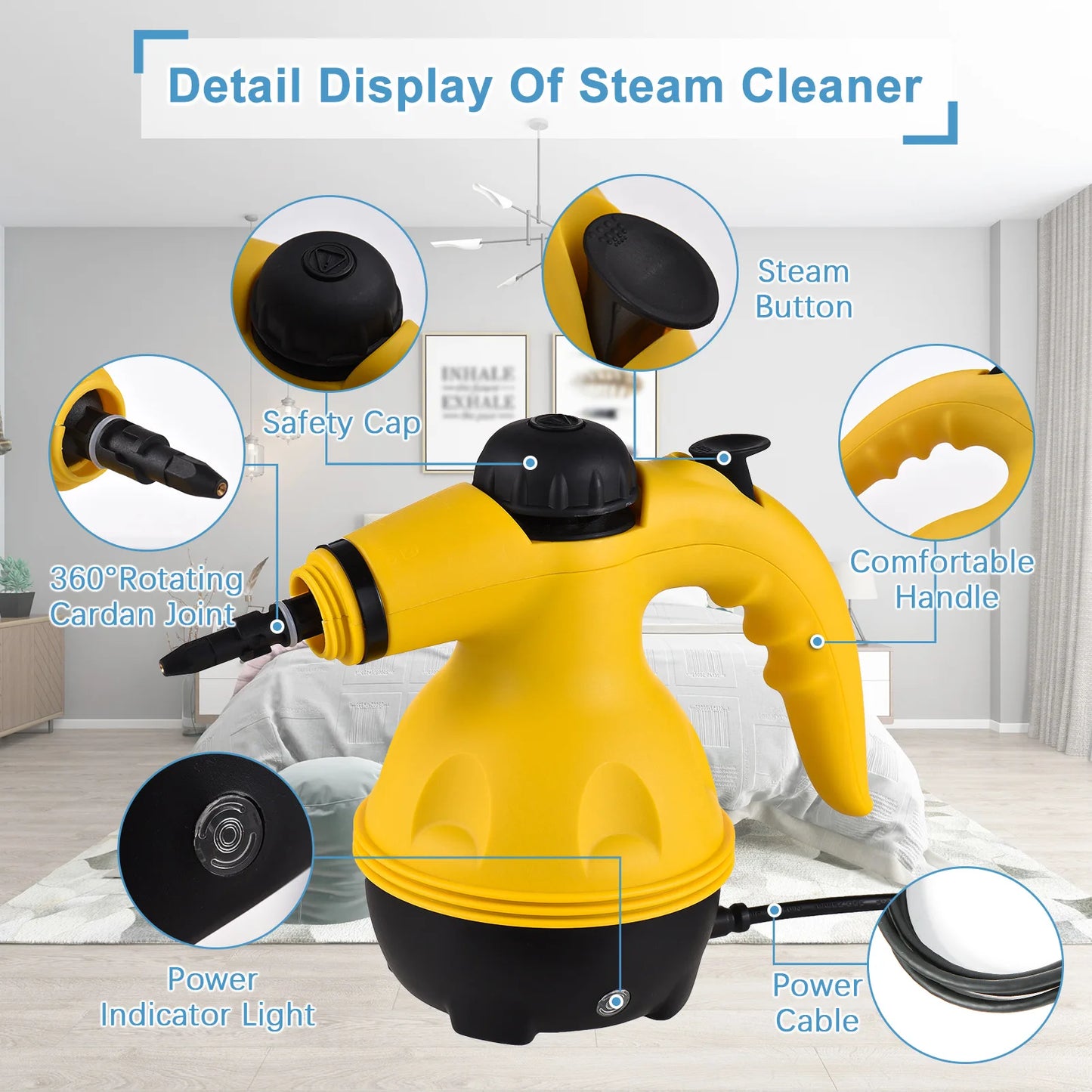 1000W High Temperature Steamer Steam Cleaner Hand-held Steam Cleaner,Suitable for Home, Kitchen, Bathroom, Car Cleaning Tools