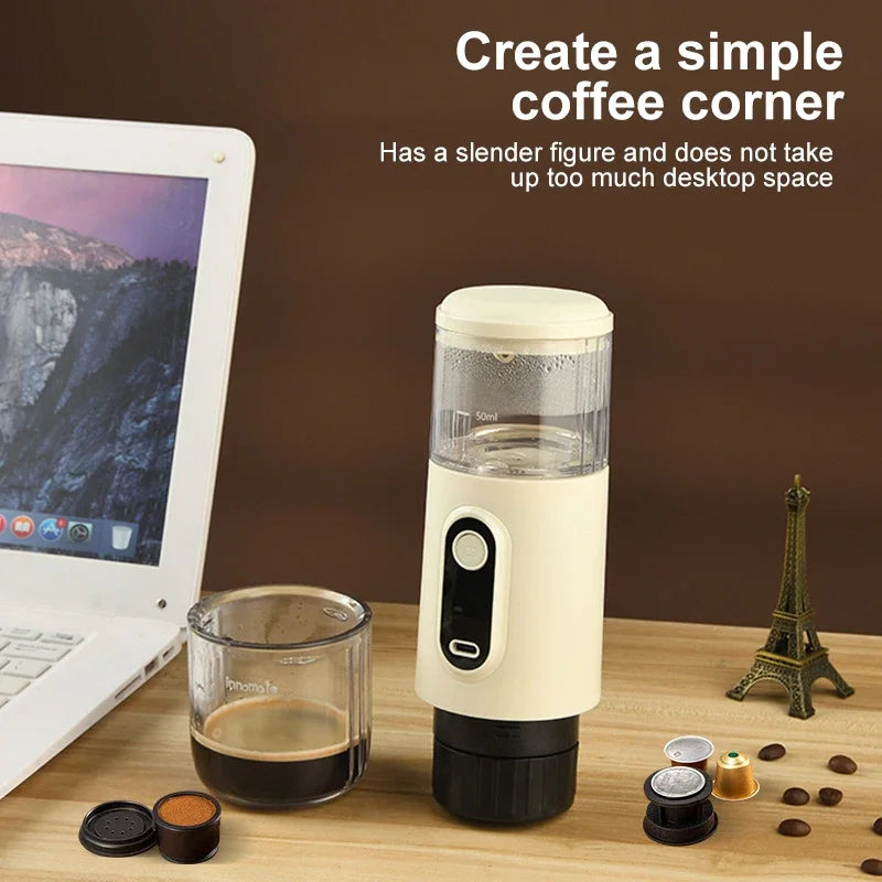 Wireless Electric Portable Espresso Coffee Machine for Car & Home Camping Coffee Maker 3-in-1 Capsule Powder Travel Coffee Maker
