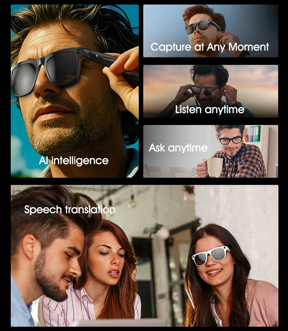 Xiaomi Fashion AI 100MP Camera Smart Glasses Waterproof Bluetooth Call Playing Music Smart Glasses Identify Pictures Use ChatGPT
