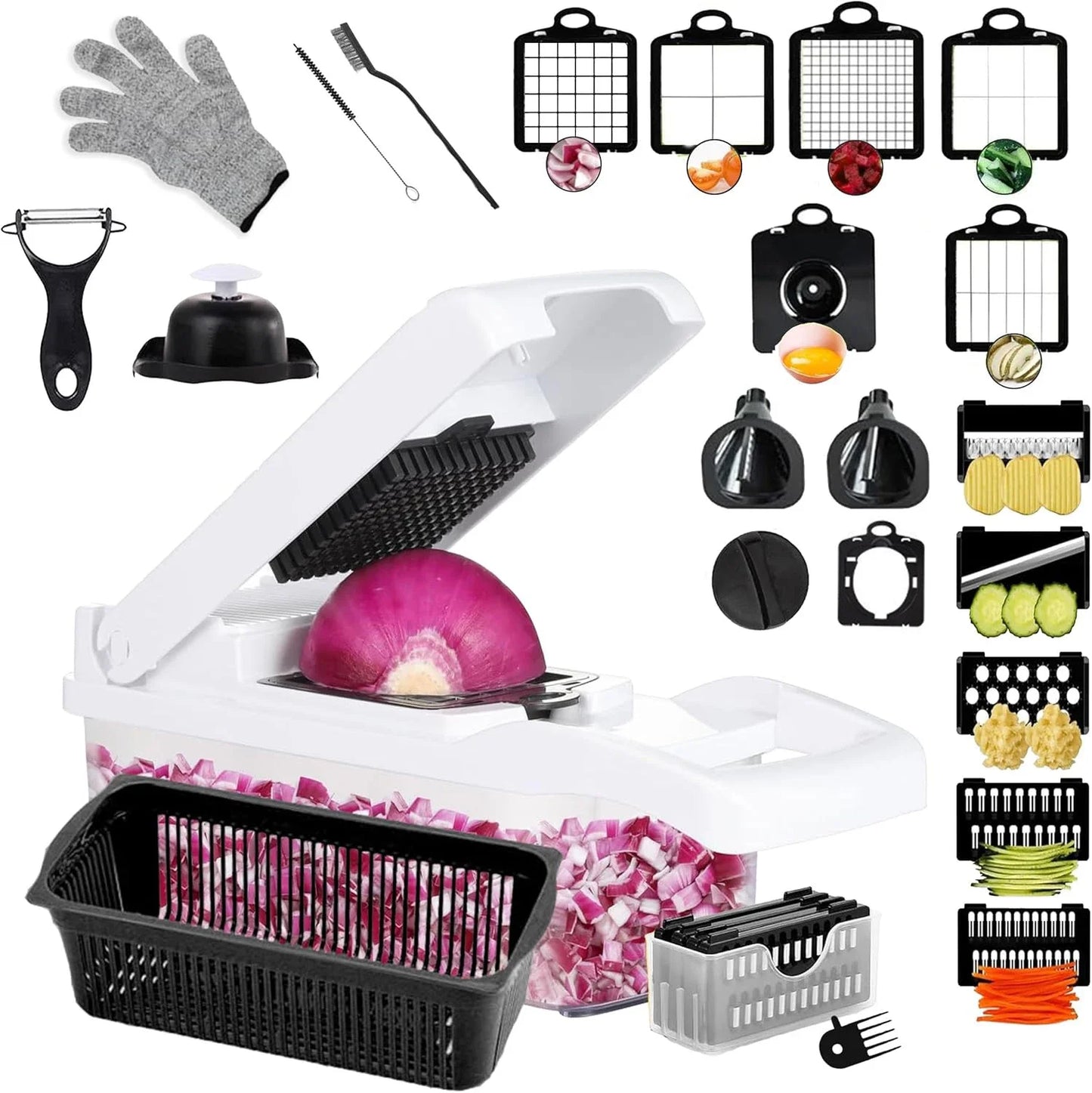 25in1 Multifunction Vegetable Chopper Fruit Slicer Onion Dicer Potato Grater Garlic Press Vegetable Cutter Kitchen Gadgets Tool