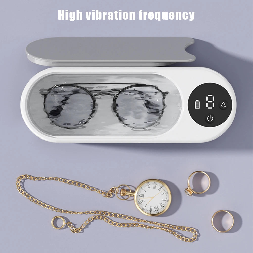 Ultrasonic Silver Gold Cleaner Portable Glasses Cleaner Makeup Brush Cleaner Multifunctional USB Rechargeable for Coins Dentures