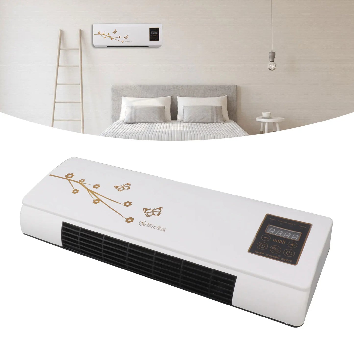 Dual Use Wall Mounted Heat Blower Heating Household Wall Hanging Heat Blower with Digital Display Remote Control US Plug 110V