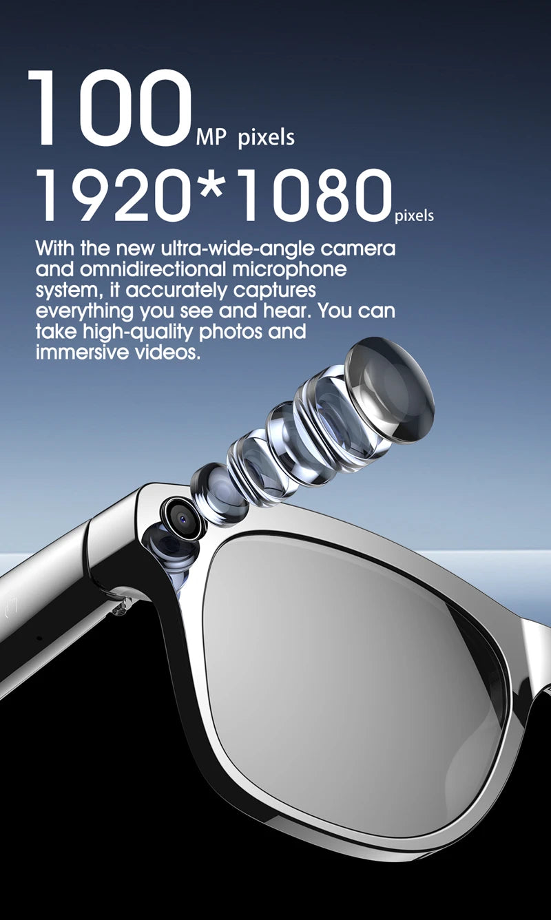 ﻿ 4K HD Smart Glasses AI GPT Camera Change Color Bluetooth Call 260Mah Battery Voice Assistant Translate Identify Objects 2025