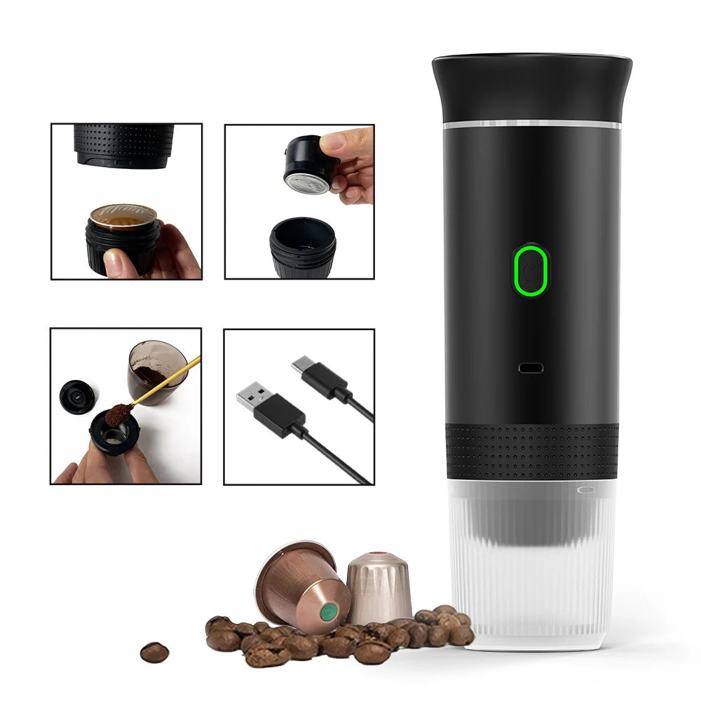 NEW 3-in-1 Capsule Powder Coffee Maker Wireless Electric Portable Espresso Coffee Machine for Home Camping Travel Coffee Maker