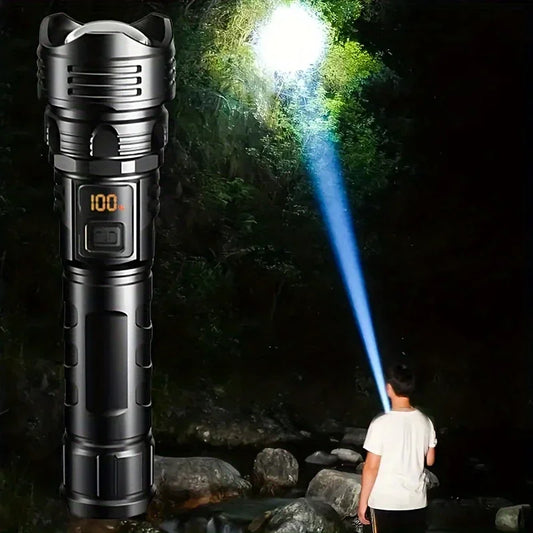 High Power LED Flashlight - USB Rechargeable 1000LM, Zoomable Multifunctional Torch for Outdoor Camping,Emergency (Waterproof)