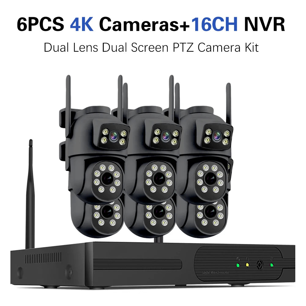 16CH 8MP Wireless PTZ Camera Security System 2 Way Audio CCTV Camera Video Surveillance Kit Color Night Vision Wifi NVR Kit 8CH