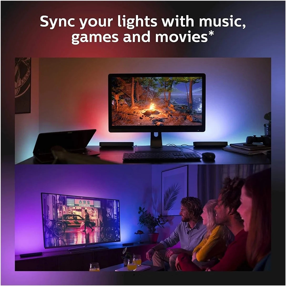 smart Led Strip Lights With Remote Control With-remote Rgb Light Bar Lamp Syn