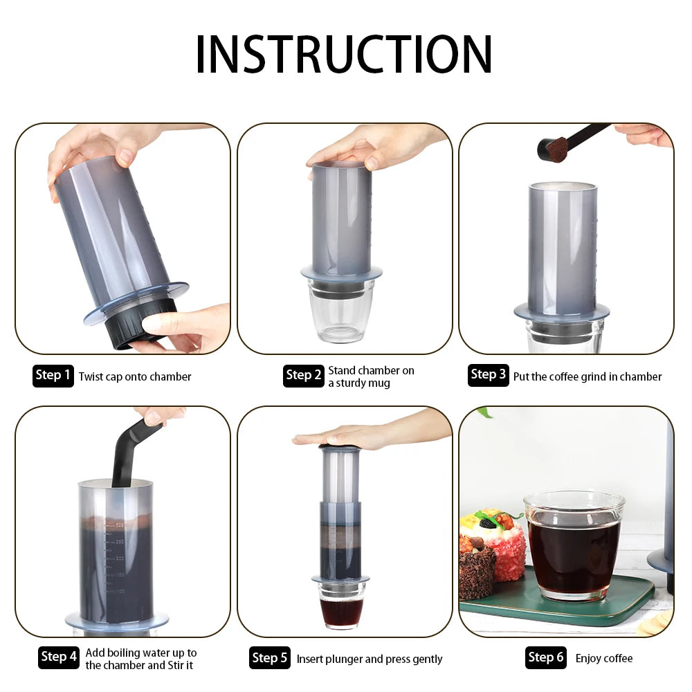 For AeroPress Machine Espresso Portable Coffee Maker Cafe French Press Coffee Pot  with Filters Paper Kit