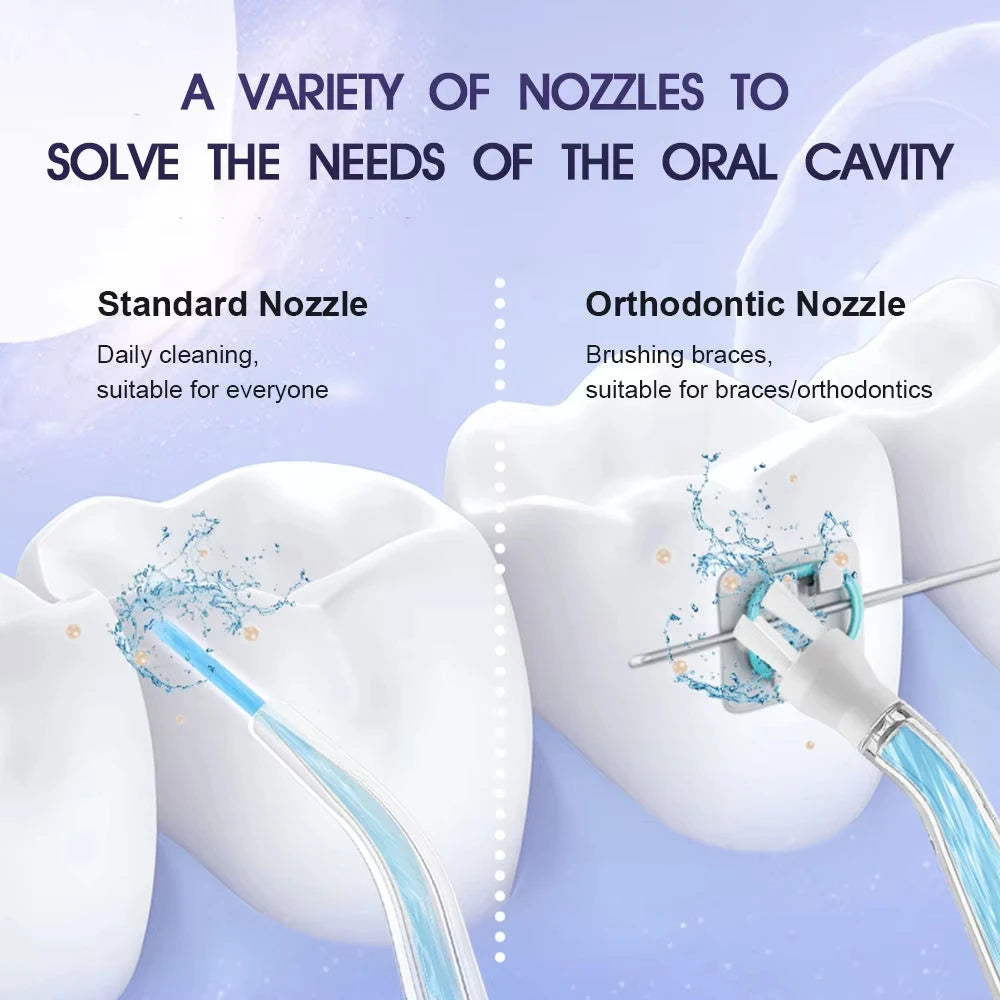 2025 New Portable Water Flosser Teeth Cleaner Dental Jet Irrigator 4 Nozzles 3 Modes USB Rechargeable for Home Travel Oral Care