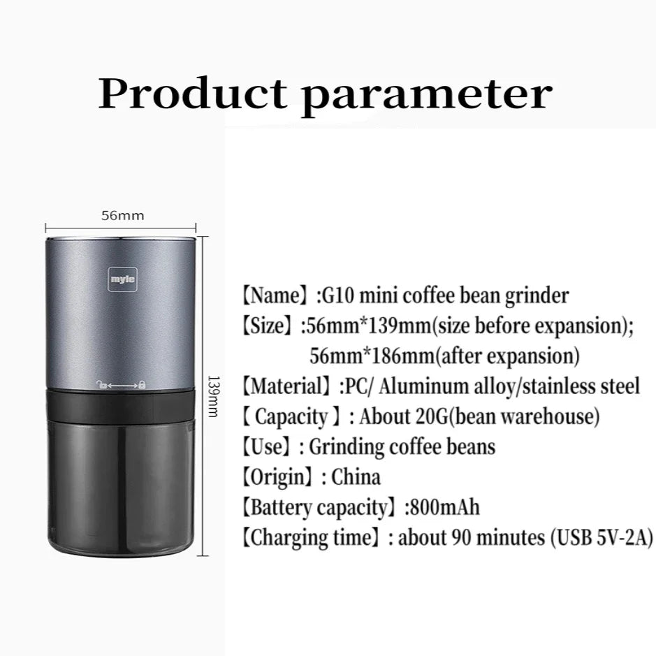 Electric Coffee Bean Grinder Small Grinder Stainless Steel Grinding Core Italian Hand Pour USB Rechargeable Coffee Grinder
