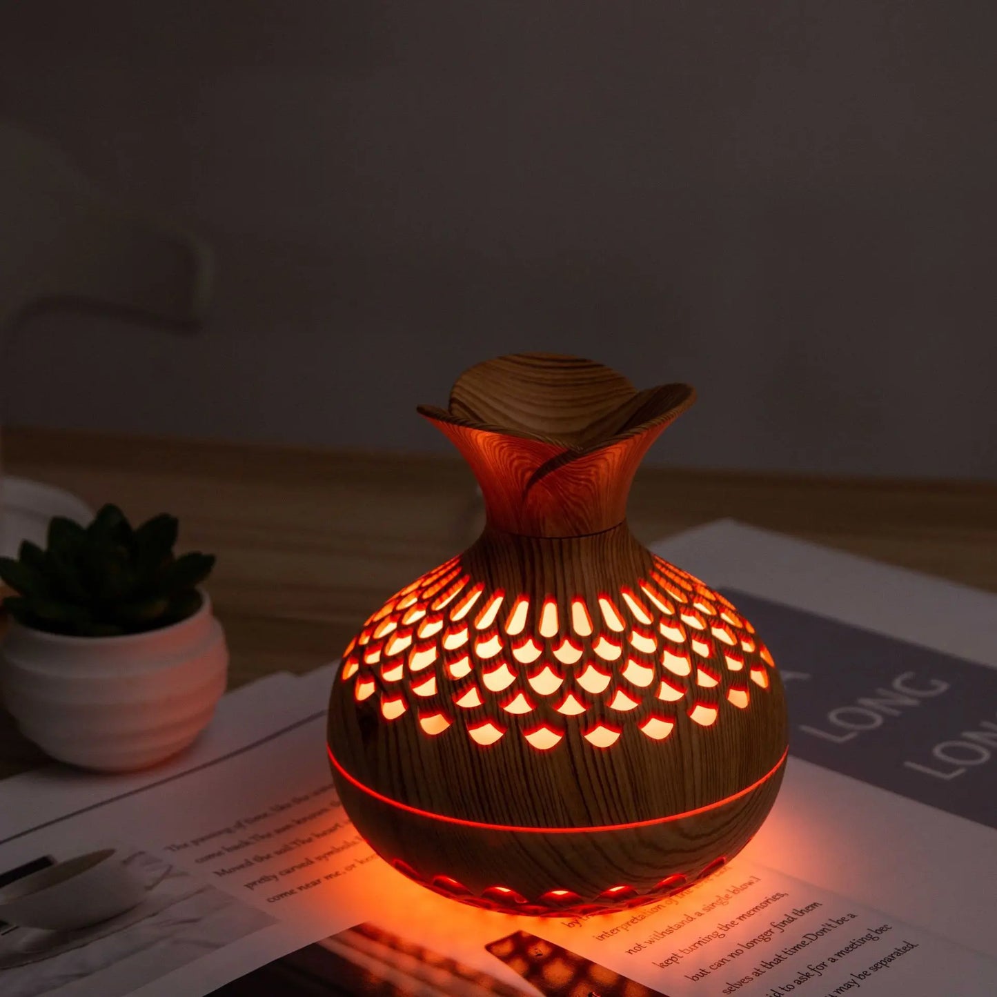Flowers 300ml USB Air Humidifier Mini Colorful Night Light Cool Mist Aromatherapy Essential Oil Diffuser for Home Bedroom Office