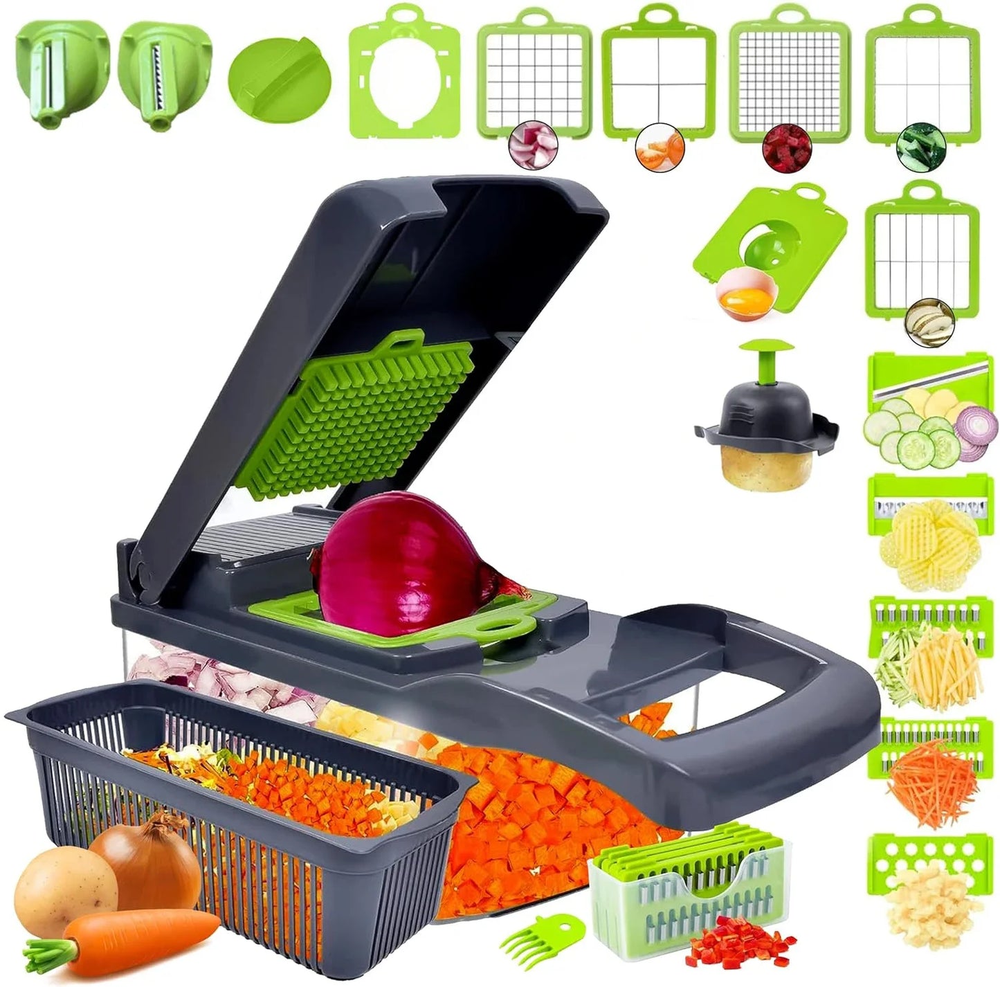 25in1 Multifunction Vegetable Chopper Fruit Slicer Onion Dicer Potato Grater Garlic Press Vegetable Cutter Kitchen Gadgets Tool