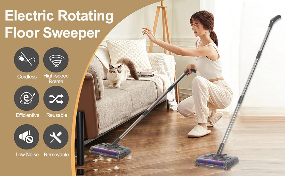 Electric Sweeper Portable Handheld Carpet Floor Sweeper Cleaning Machine Wireless Electric Mop Rechargeable Rotary Floor Mopping