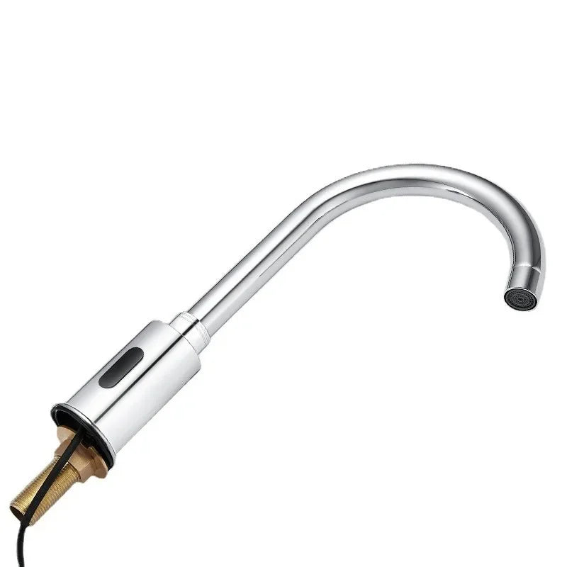 Smart Sensor Touchless Faucet with Hot Cold Mixer Water Saving Brushed Kitchen Bath Gold Hot Cold Mixer Tap for Modern Bathrooms