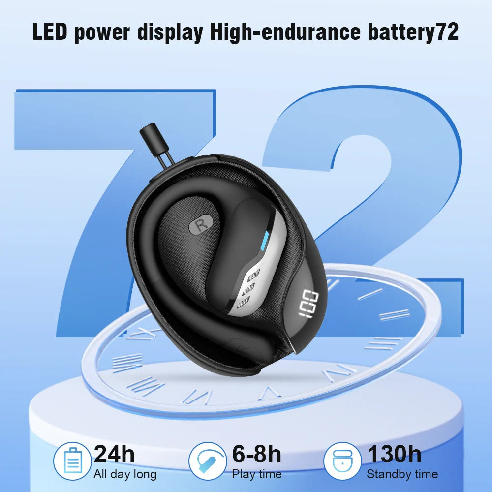 True Wireless Bluetooth 5.4 Translation Headphones LED Battery Display Soft Silicone Smart Earphones Mecha Style Business Earbud