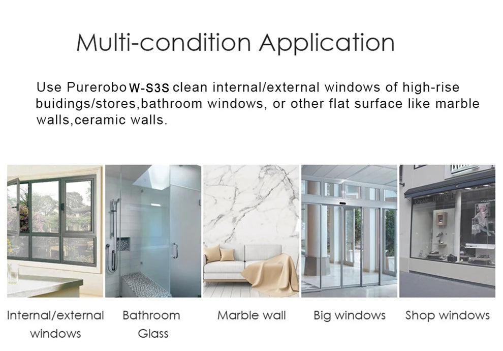 Purerobo Square Ultrathin Window Cleaning Robot With Water Spray Automatic Washing Window Glass Mirror Tile Cleaner APP Control