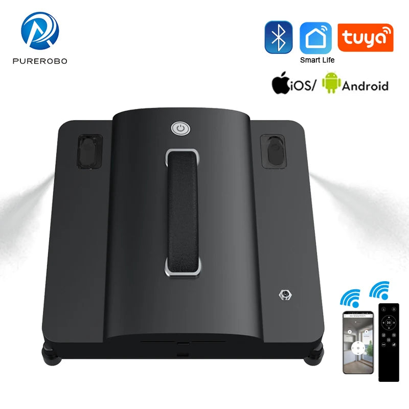 Purerobo Square Ultrathin Window Cleaning Robot With Water Spray Automatic Washing Window Glass Mirror Tile Cleaner APP Control
