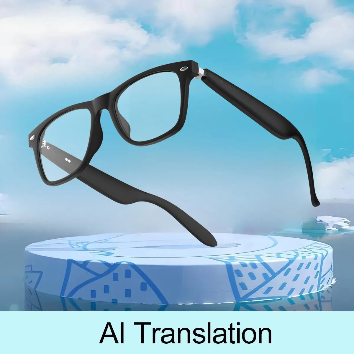 2025 New AI Translation Smart Glasses Bluetooth Call Headphones UV Protective Lenses Connected Bezel Outdoor Sports Sunglasses