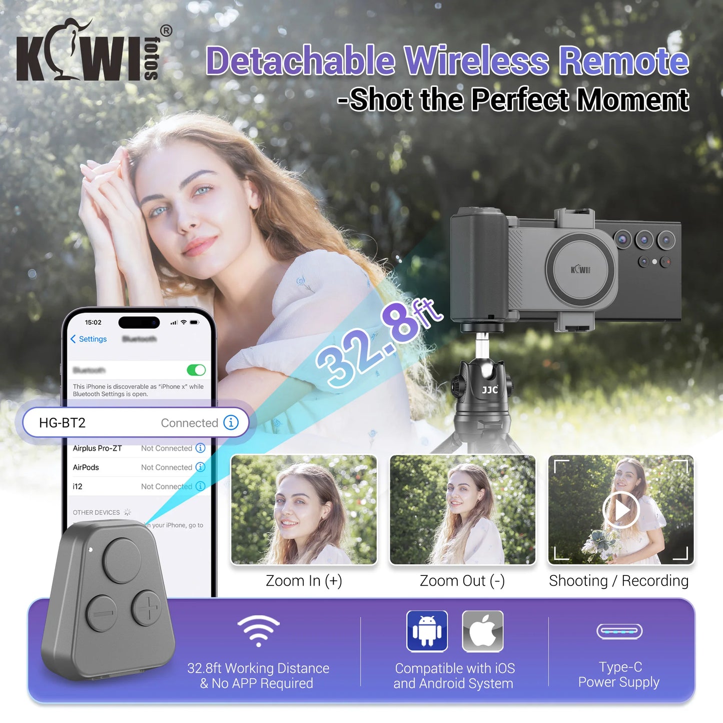Phone Camera Grip Smartphone Tripod Mount Handle Holder for iPhone 15 Pro Max S23 S22 Ultra with Bluetooth Shutter Selfie Vlog