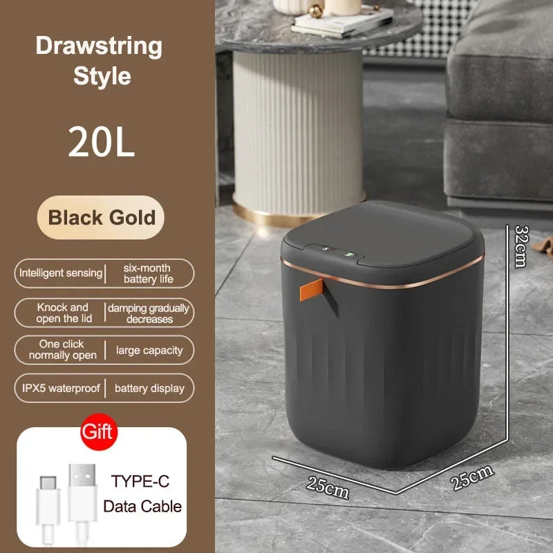 Smart Trash Can Smart Sensor Trash Can with Lid Kitchen Bedroom Waterproof Recycle Toilet Wastebasket Rechargable Garbage Bin