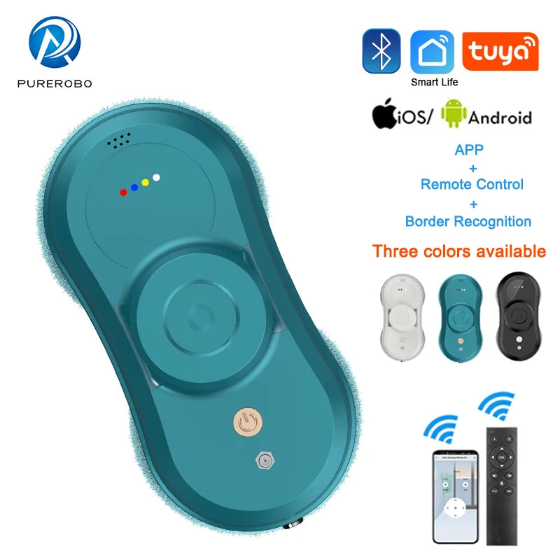 Purerobo Square Ultrathin Window Cleaning Robot With Water Spray Automatic Washing Window Glass Mirror Tile Cleaner APP Control