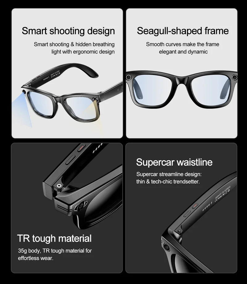 Xiaomi Mijia Smart Bluetooth Glasses IP65 Waterproof Recording Videos AI Photo Recognition Answer Translation Call Large Battery
