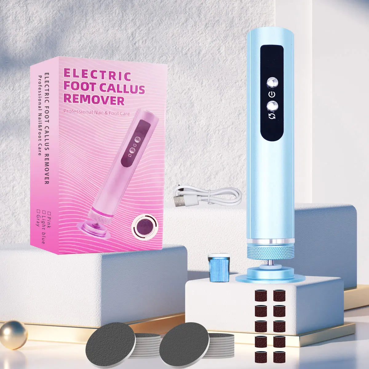 2 in 1 Foot Care Tool Rechargeable Portable Professional Electric Foot File Electric Foot Grinding Device