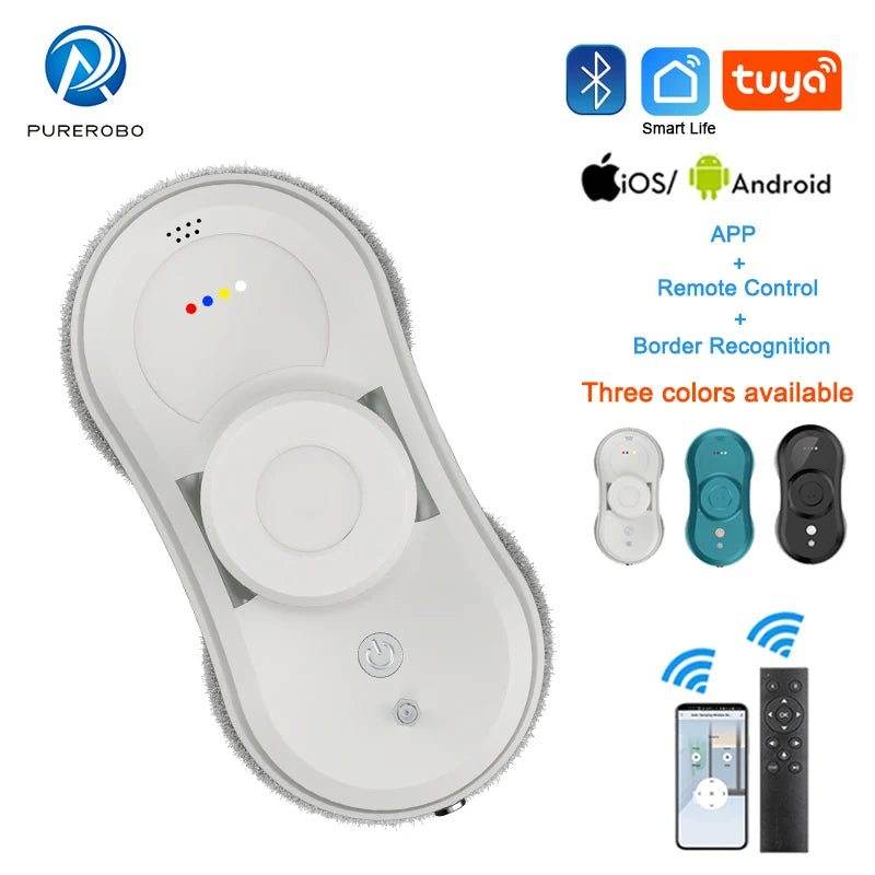 Purerobo Square Ultrathin Window Cleaning Robot With Water Spray Automatic Washing Window Glass Mirror Tile Cleaner APP Control