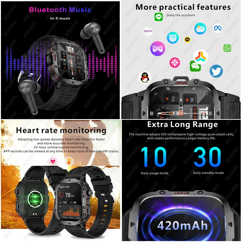 2025 For Xiaomi New Rugged Military GPS Smart Watch Men Bluetooth Call Health Monitoring AI Voice Sports Waterproof Smartwatches