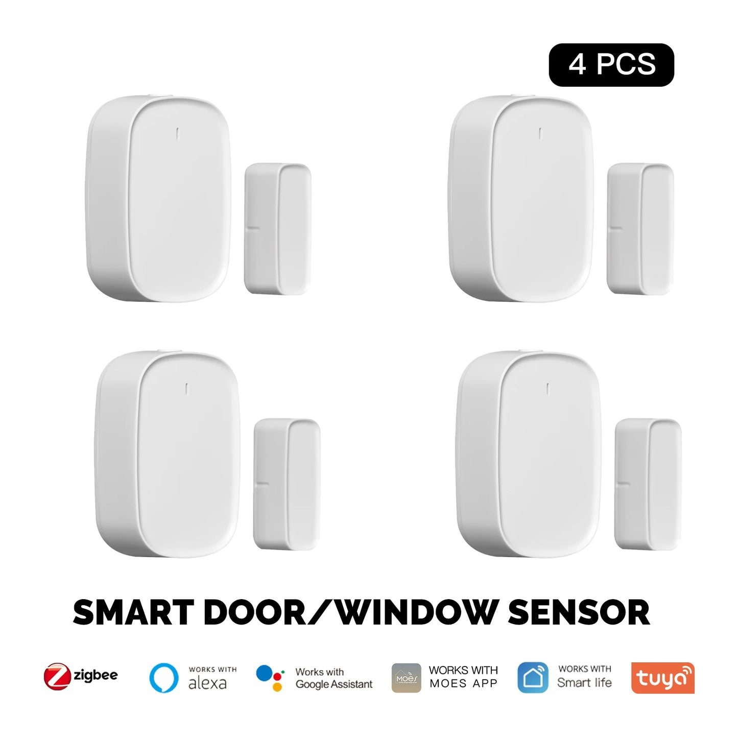 MOES Tuya ZigBee Smart Window Door Gate Sensor Detector Smart Home Security Alarm System Smart Life Tuya App Remote Control
