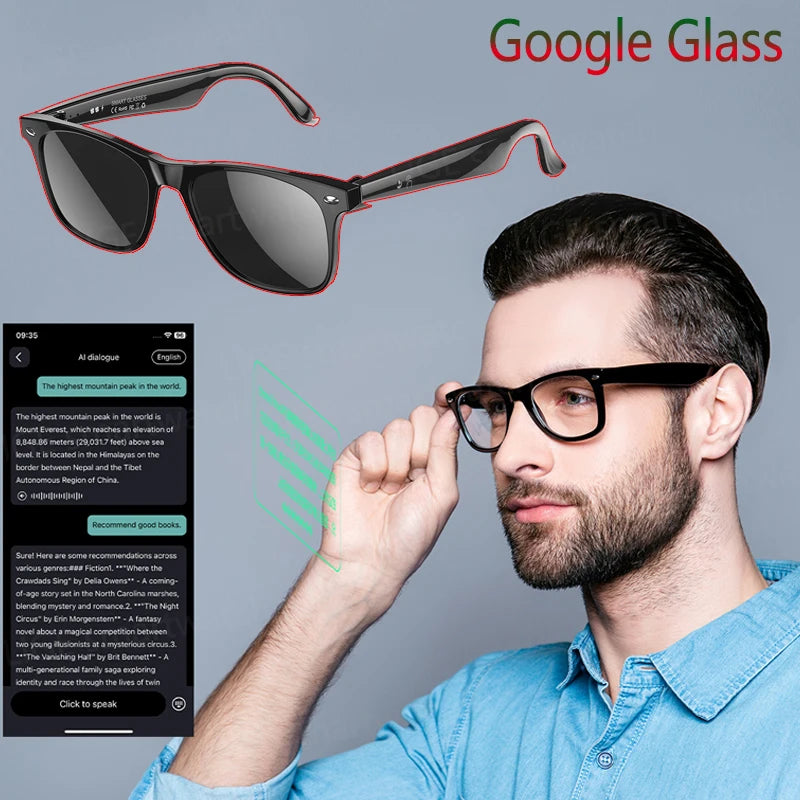 2025 Smart Glasses Wireless Bluetooth Call Sunglasses Built-In Mic Speakers Touch Voice Assistant Intelligent Translation Glass