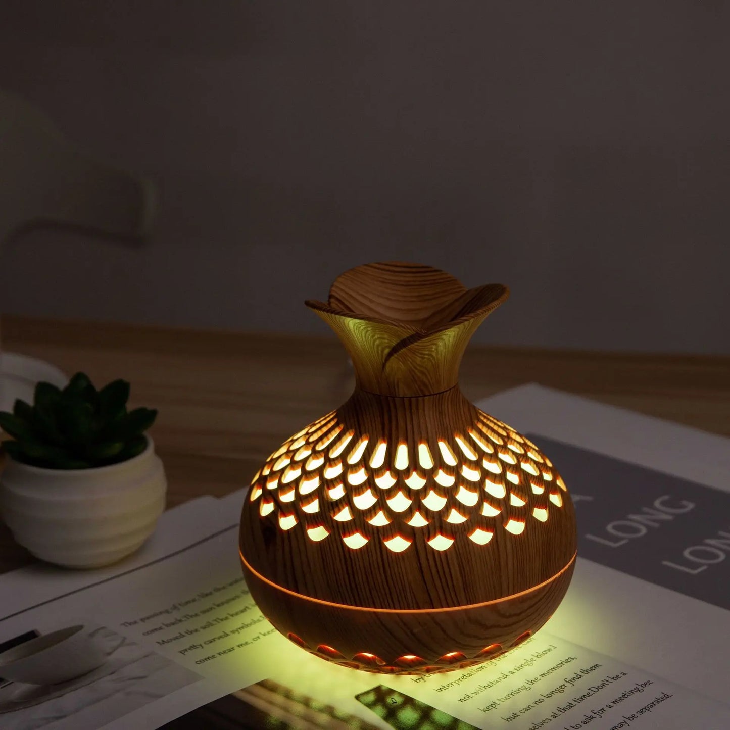 Flowers 300ml USB Air Humidifier Mini Colorful Night Light Cool Mist Aromatherapy Essential Oil Diffuser for Home Bedroom Office