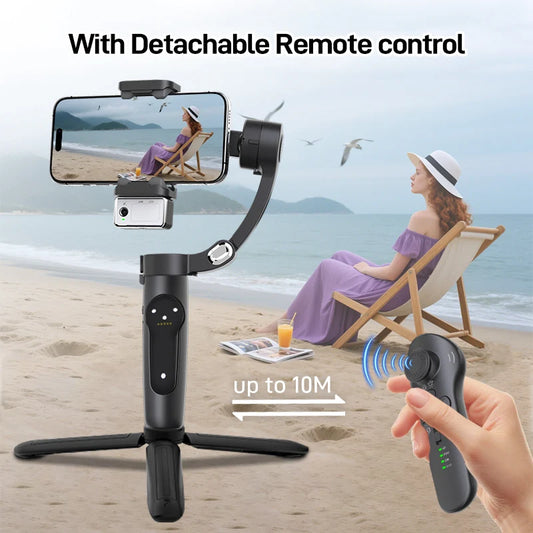 3-Axis Handheld Gimbal Smartphone Stabilizer Ai Face Tracking Remote Control Foldable Holder Smart Gimbal For Iphone Travel Vlog
