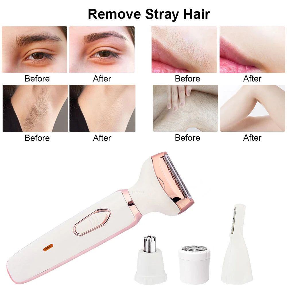 Electric Shaver for Women Hair Removal Rechargeable Painless Epilator Wet & Dry Shaver For Face Legs and Underarm Bikini