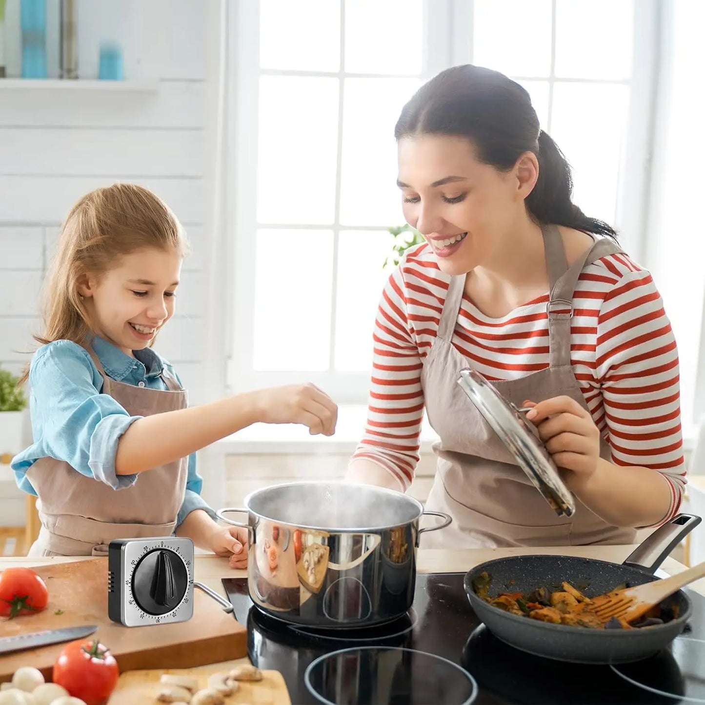 Kitchen Timers for Cooking, Chef Cooking Timer Clock Desk Timer  - Magnetic Backing Stainless Steel Body - Countdown Reminder