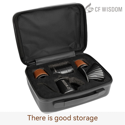 CF WISDOMP Coffee Set, Outdoor Set, Portable Set, Picnic, Camping, Set of 5, Best Gift for Friends, Black hand brewed coffee