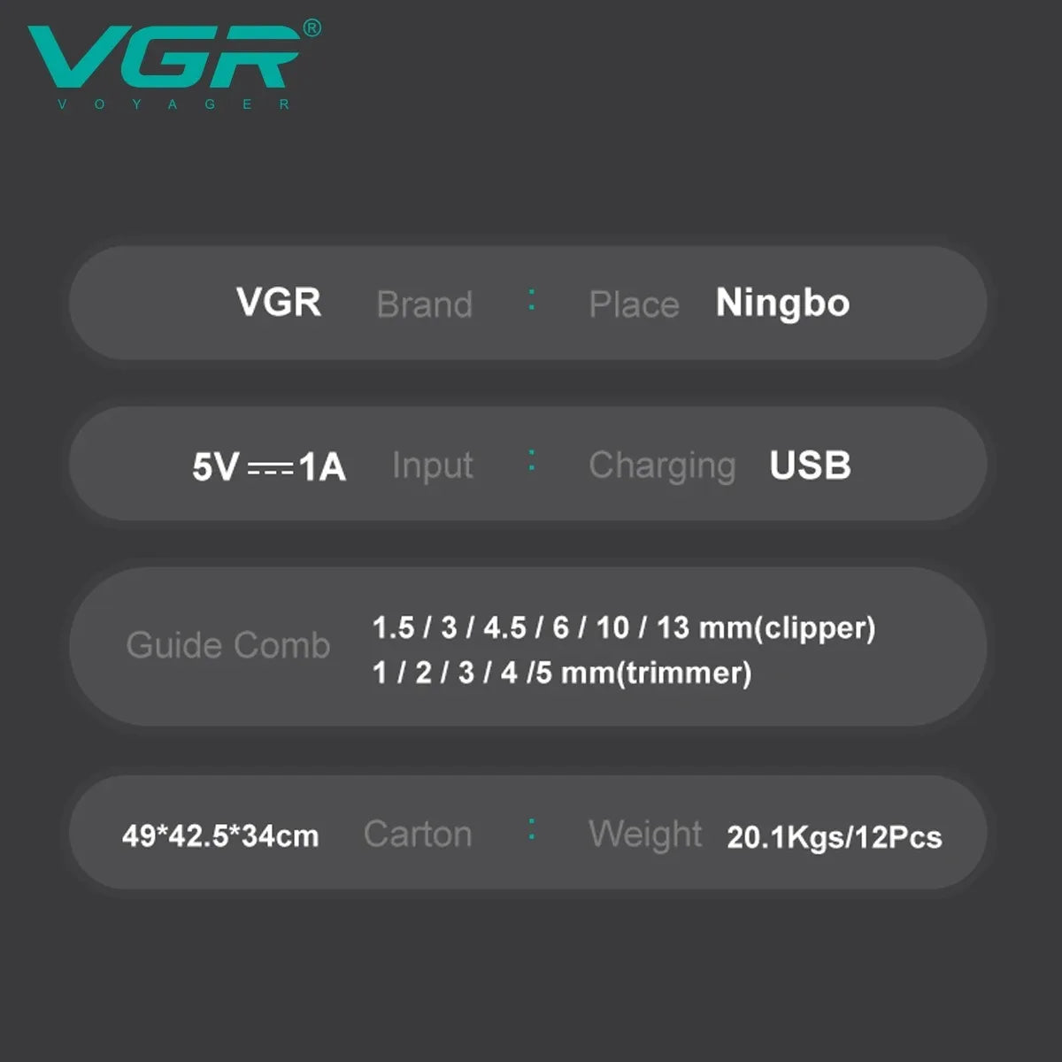 VGR Hair Trimmer Electric Shaver Professional Barber Clippers Beard Trimmer Hair Cutting Machine Haircut Trimmer for Men V-694