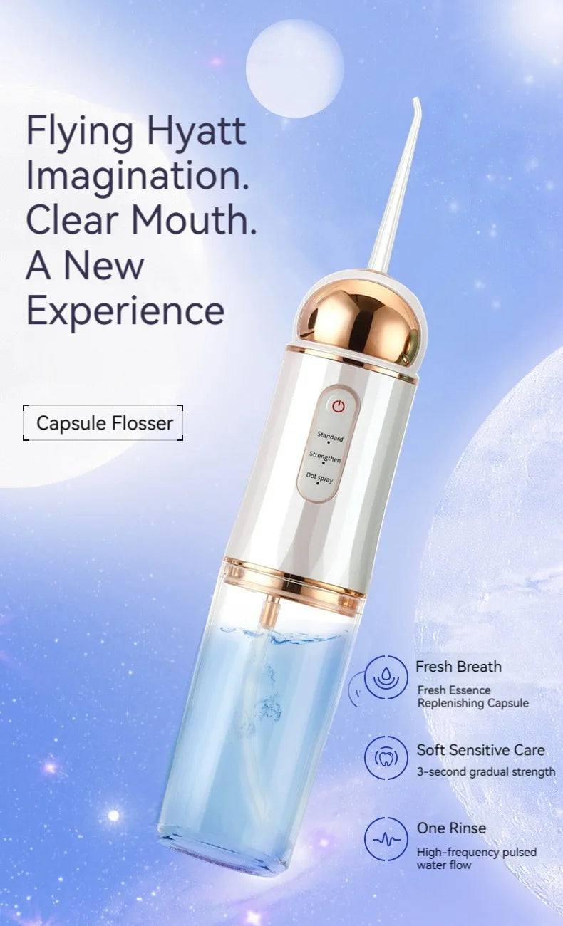 2025 New Portable Water Flosser Teeth Cleaner Dental Jet Irrigator 4 Nozzles 3 Modes USB Rechargeable for Home Travel Oral Care