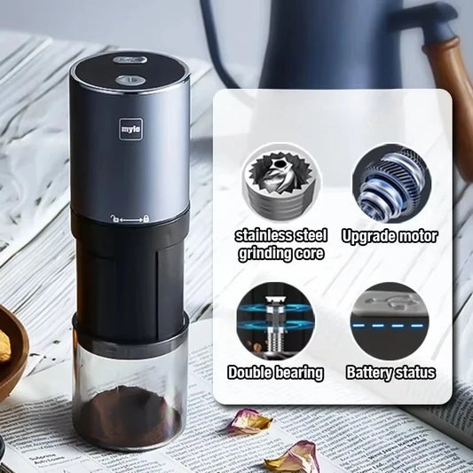 Electric Coffee Bean Grinder Small Grinder Stainless Steel Grinding Core Italian Hand Pour USB Rechargeable Coffee Grinder
