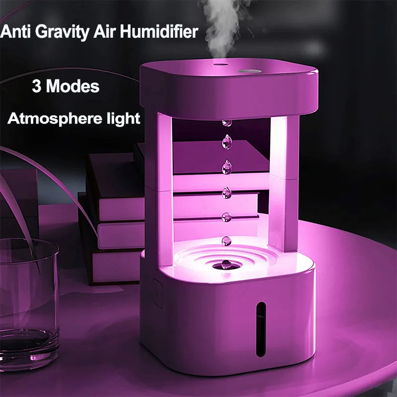 580ML Anti-gravity Water Drop Humidifier 3 Modes Levitating Water Drops Ultrasonic Cool Mist Maker Fogger with LED Night Light