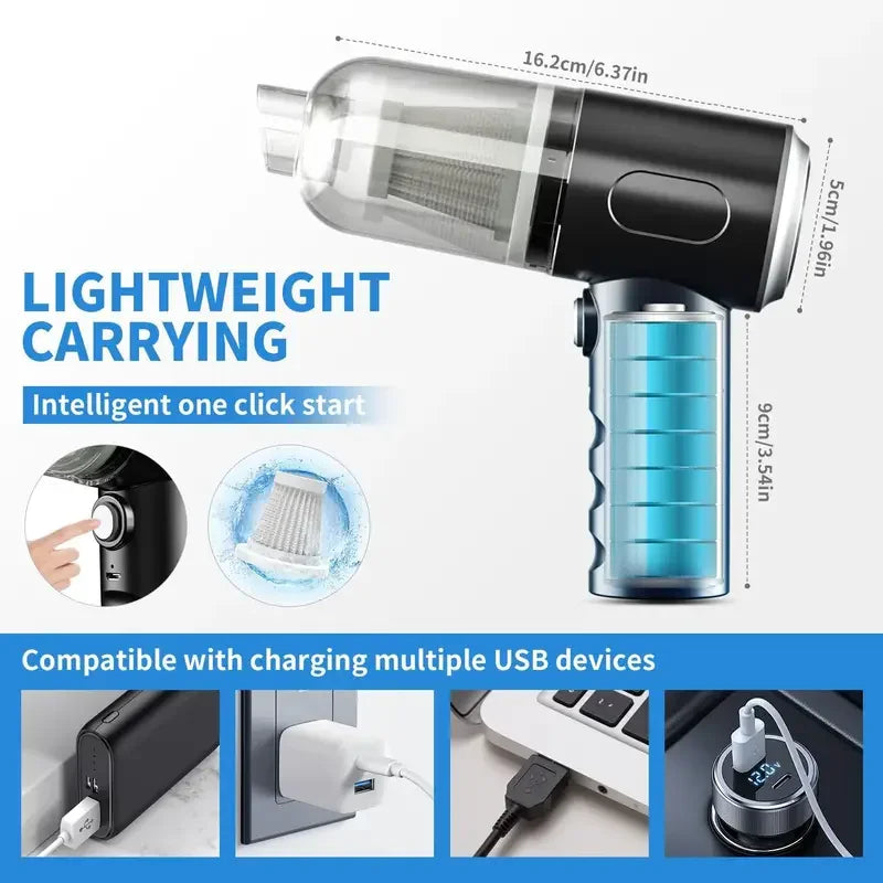 New 12000pa Portable Small Multipurpose Vehicle Vacuum Cleaner Small Household Pump Handheld Car Mounted Vacuum Cleaner