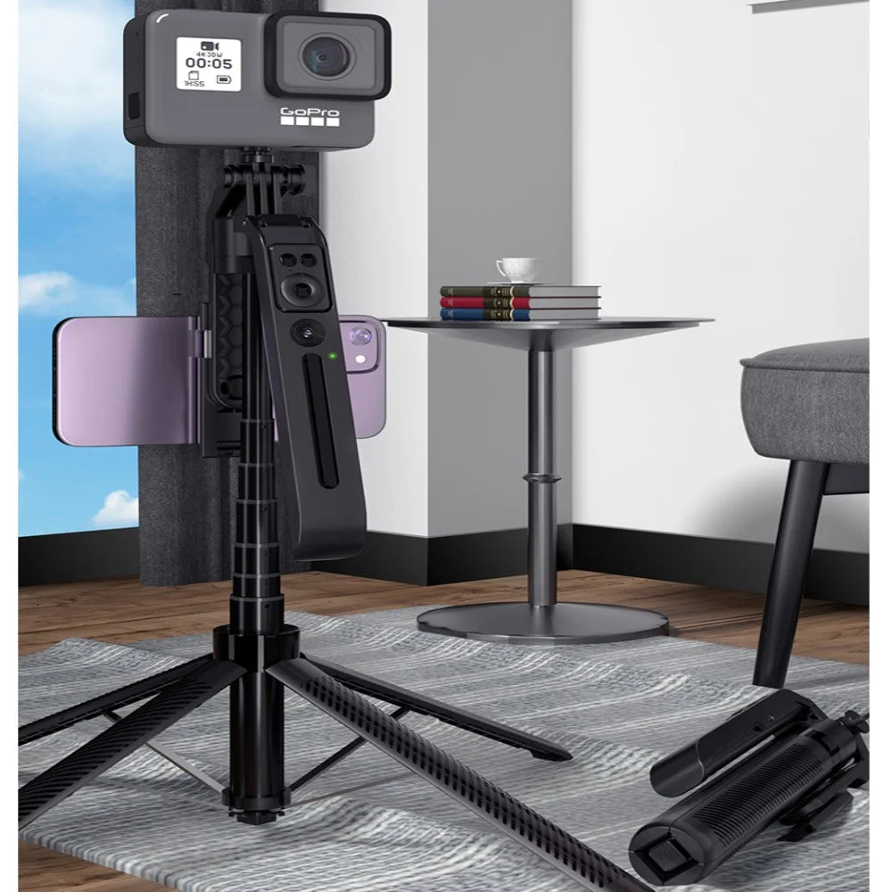 AI facial tracking Gimbal Stabilizer Selfie Stick Foldable Wireless four Tripod with Bluetooth Shutter Monopod for IOS Android