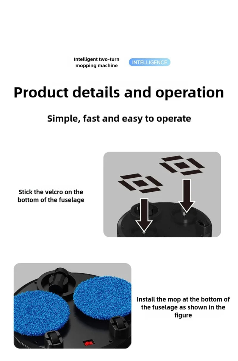 Intelligent Mop Two-wheel Robot Intelligent Mop Usb Charging Machine Automatic Dry And Wet Mop For Household Cleaning