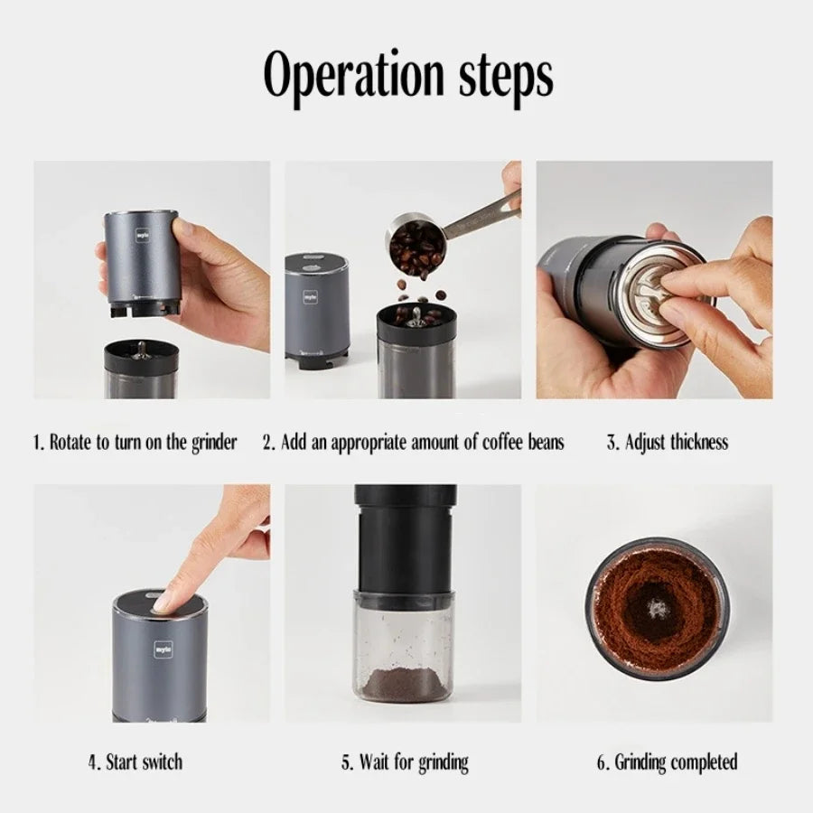 Electric Coffee Bean Grinder Small Grinder Stainless Steel Grinding Core Italian Hand Pour USB Rechargeable Coffee Grinder