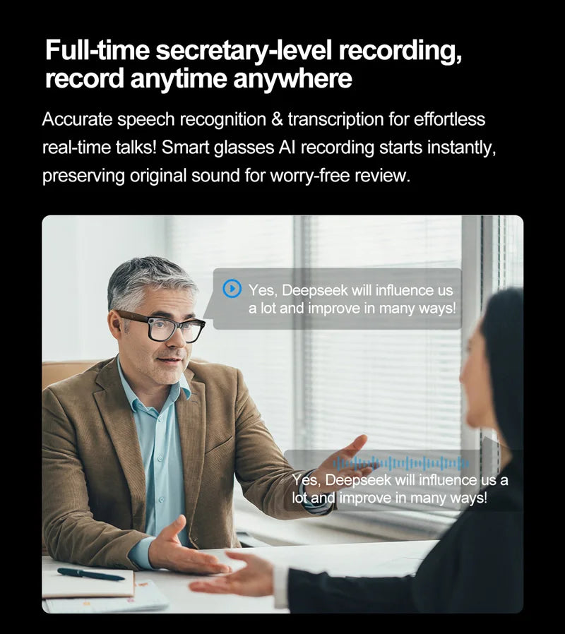Xiaomi Mijia Smart Bluetooth Glasses IP65 Waterproof Recording Videos AI Photo Recognition Answer Translation Call Large Battery