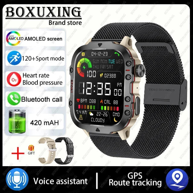 2025 For Xiaomi New Rugged Military GPS Smart Watch Men Bluetooth Call Health Monitoring AI Voice Sports Waterproof Smartwatches