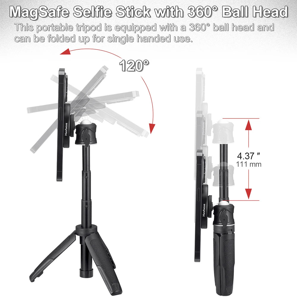 Magnetic Cell Phone Selfie Stick Tripod Extendable Mini Desktop Smartphone Tripod Mount for Magsafe iPhone 14/13/12 Pro Max