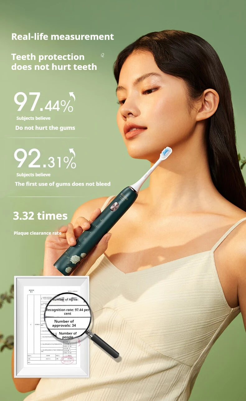 SOOCAS X3S White Rose Adult Smart Sonic Electric Toothbrush IPX7 Waterproof Ultrasonic Tooth Brush Upgraded 180 days life