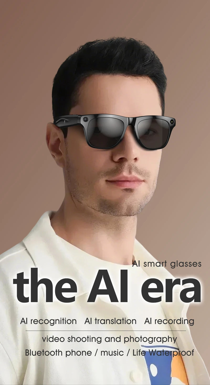 ﻿ 4K HD Smart Glasses AI GPT Camera Change Color Bluetooth Call 260Mah Battery Voice Assistant Translate Identify Objects 2025