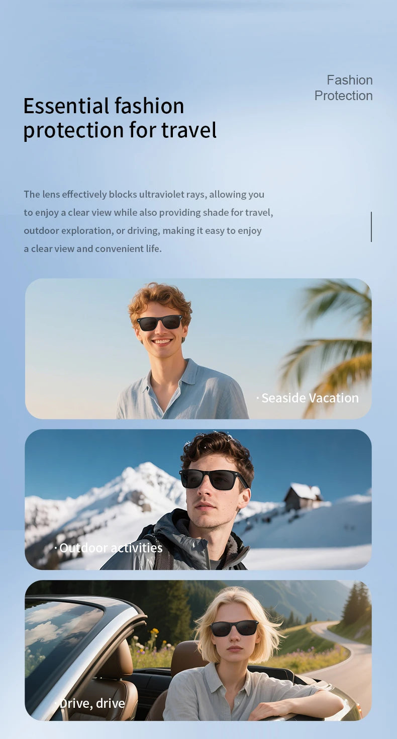 2025 New AI Translation Smart Glasses Bluetooth Call Headphones UV Protective Lenses Connected Bezel Outdoor Sports Sunglasses